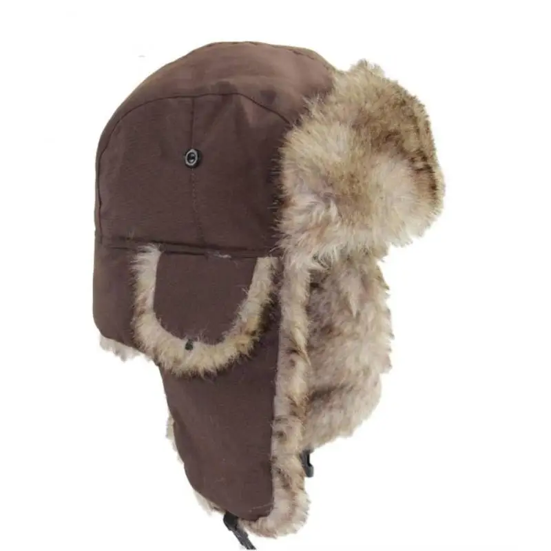 Men Women Trapper Bomber Hats Russian Ushanka Warm Winter Fur Earflap Hat Outdoor Sports Skiing Hunting Fishing Plush Cap