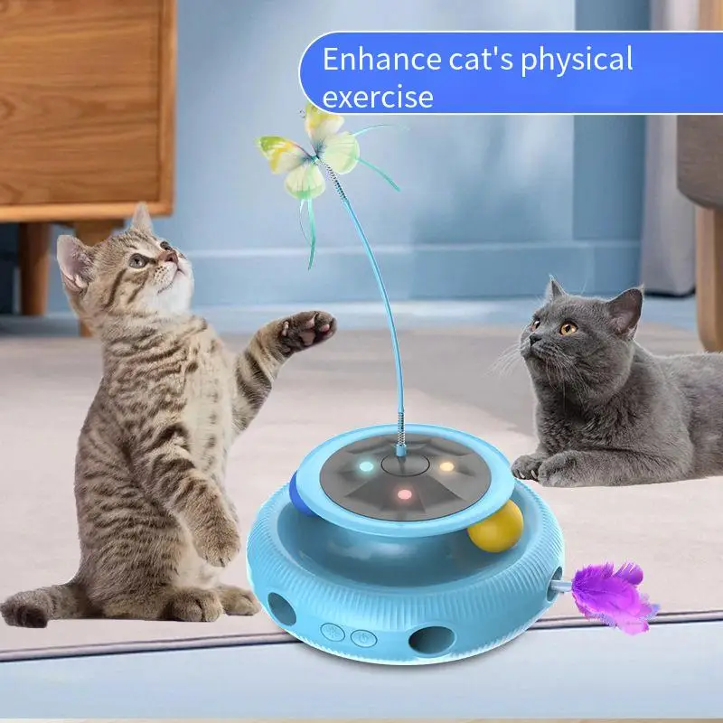 New 3-in-1 Electric Cat Toys Self Hi Teaser Cat Stick Automatic Cat Teaser Cat Carousel Teaser Cat Toys Cat Toys Interactive