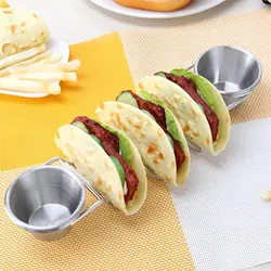 Supporto per Taco in acciaio inossidabile con piatto da immersione a forma di onda cremagliera per Tacos messicani espositore per piatti per Taco per la cucina di casa