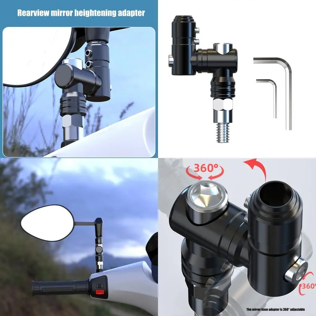 F1CF Universal Adjustable Motorcycle Mirror Mount Adapter Aluminum Bracket set for Enhanced Rearview Visibility And Safety