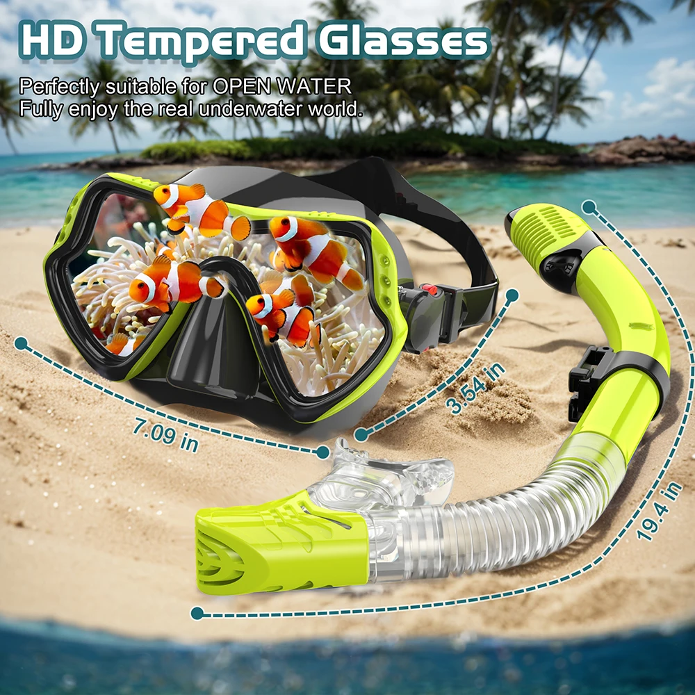 Snorkel Diving Masks Professional Snorkeling Mask Set for Men and Women Free dive Goggles Swimming Glasses Silicone Skirt