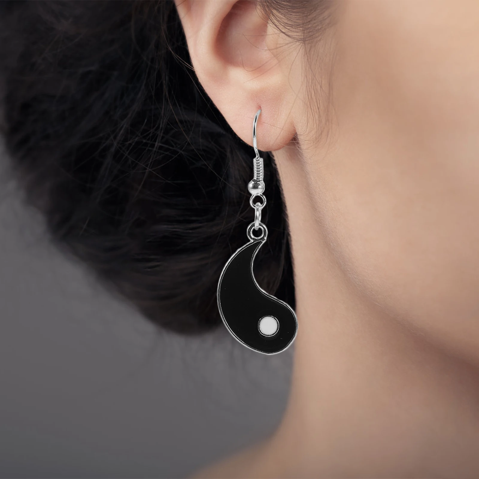 

Earrings Black White Vintage Chinese Style Drop Dangle Alloy Lightweight Pendant Girls Retro