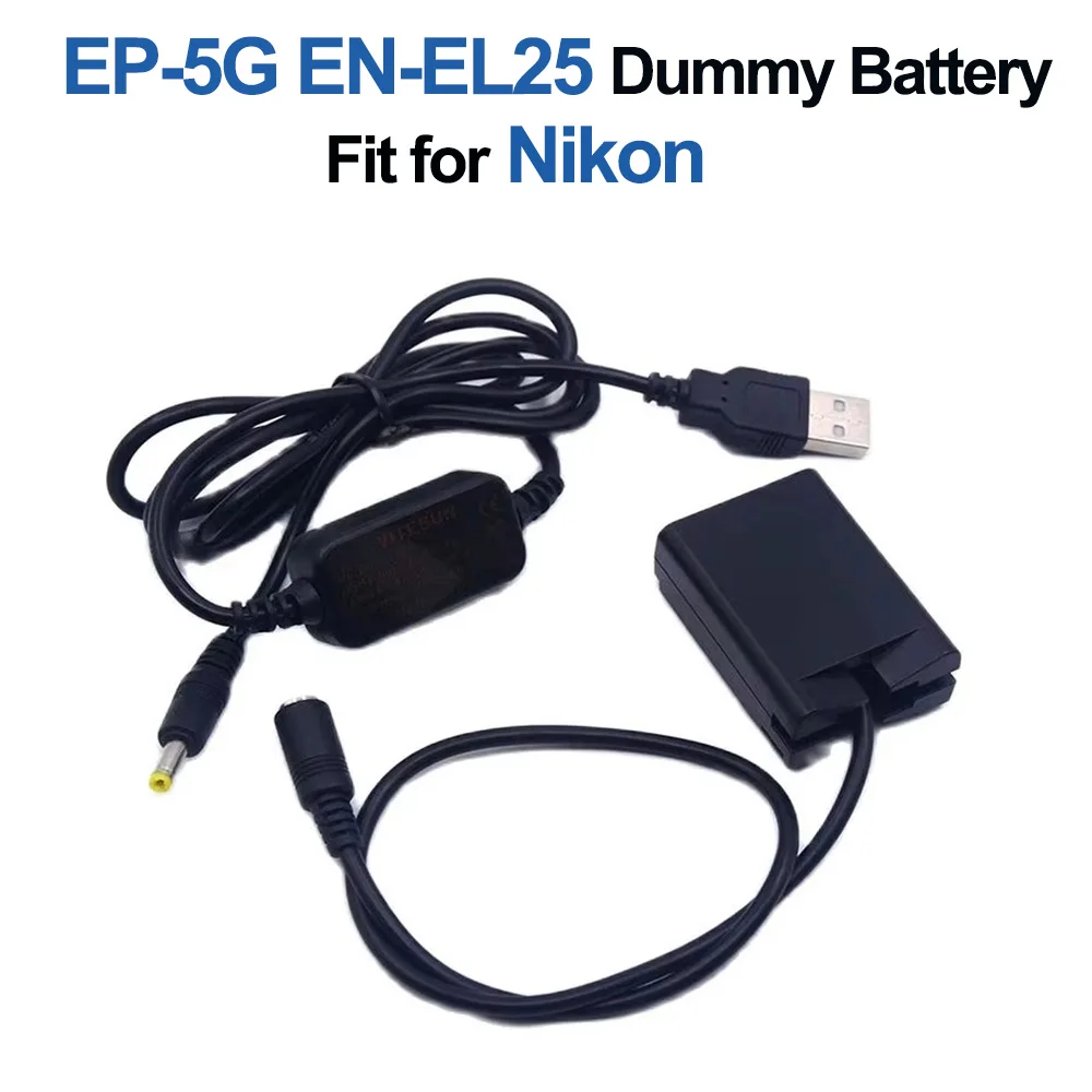 EN EL25 EN-EL25 Dummy Battery EP-5G DC Coupler USB to DC Power Cable Fit for Nikon Z50 ZFC Cameras