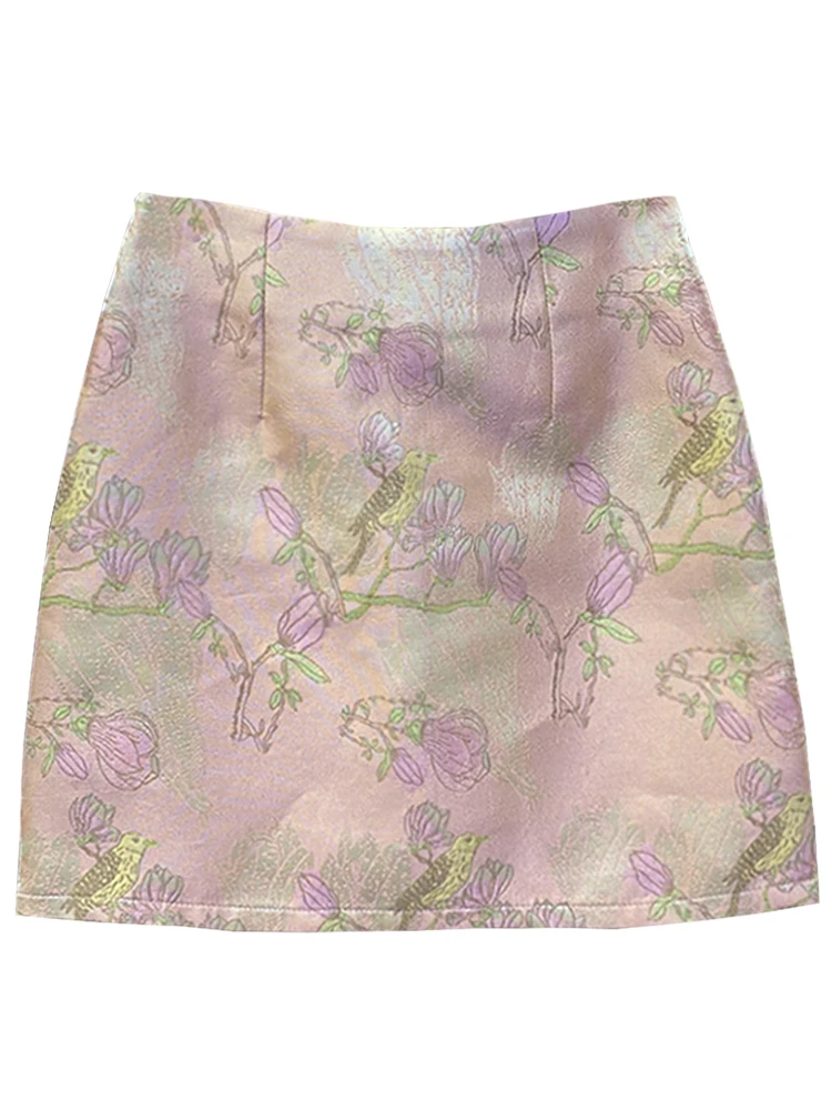 

floral skirts women mini birds pink skirts