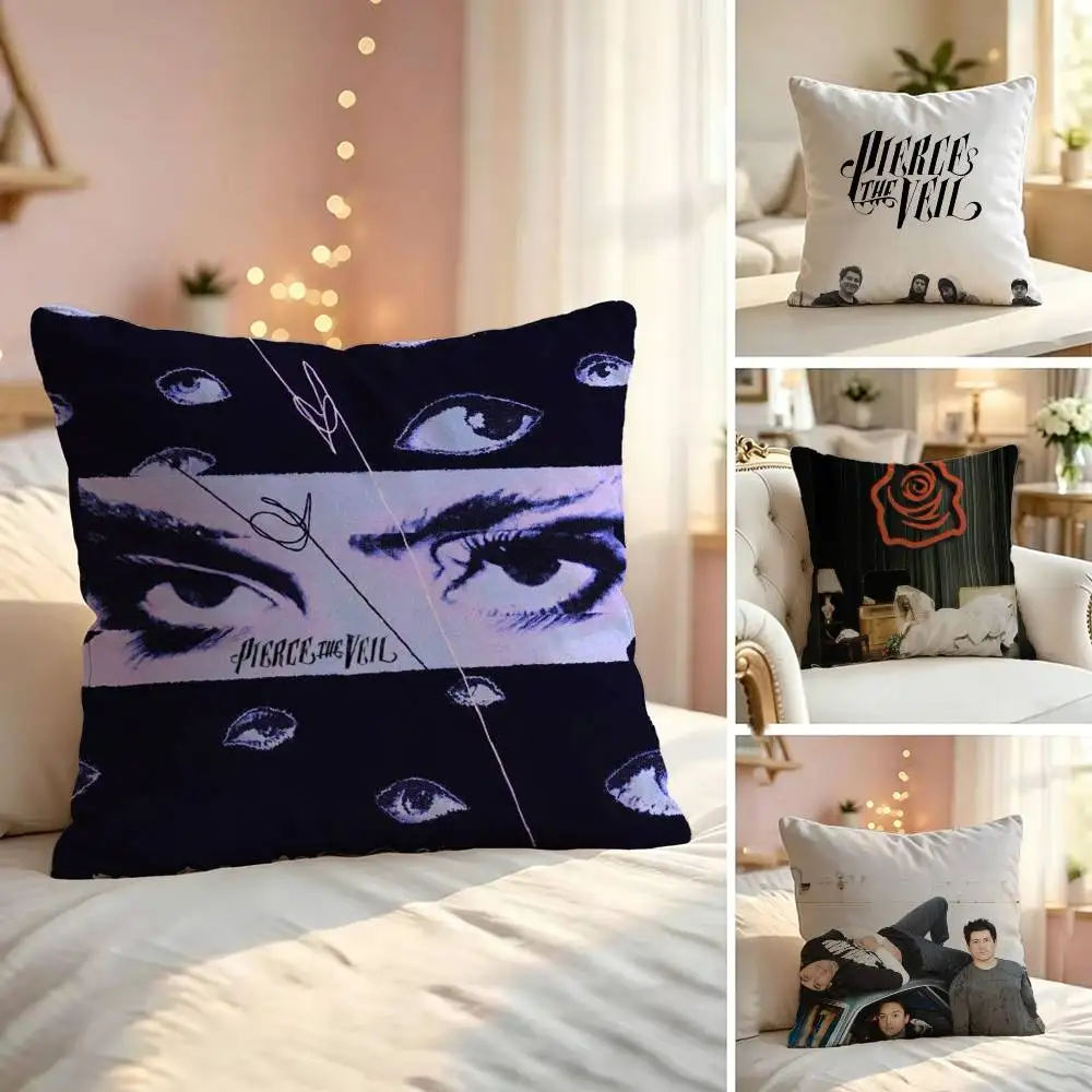 P-Pierce The Veil Band Square Double-Sided printed Pillow Case Bedroom Bedside Pillow Sofa Cushion Cover