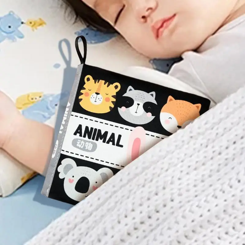 Sensory Books White And Black Cloth Book Waterproof White & Black Kids Book Interactive Soft Crinkly Cloth Books For Early