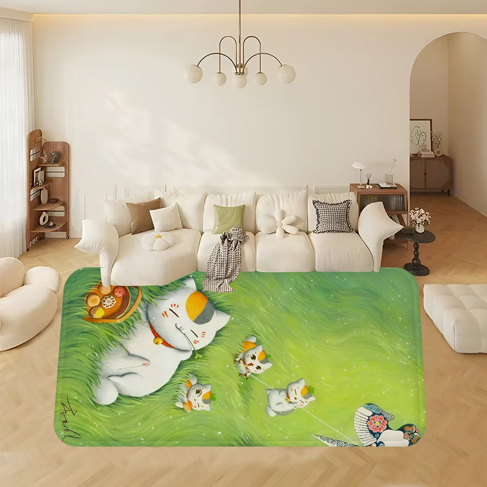 Bilibili Natsumes Book Nyanko Sensei Door Mat Washable Non-Slip Living Room Sofa Chairs Area Mat Kitchen Doormat Area Rug