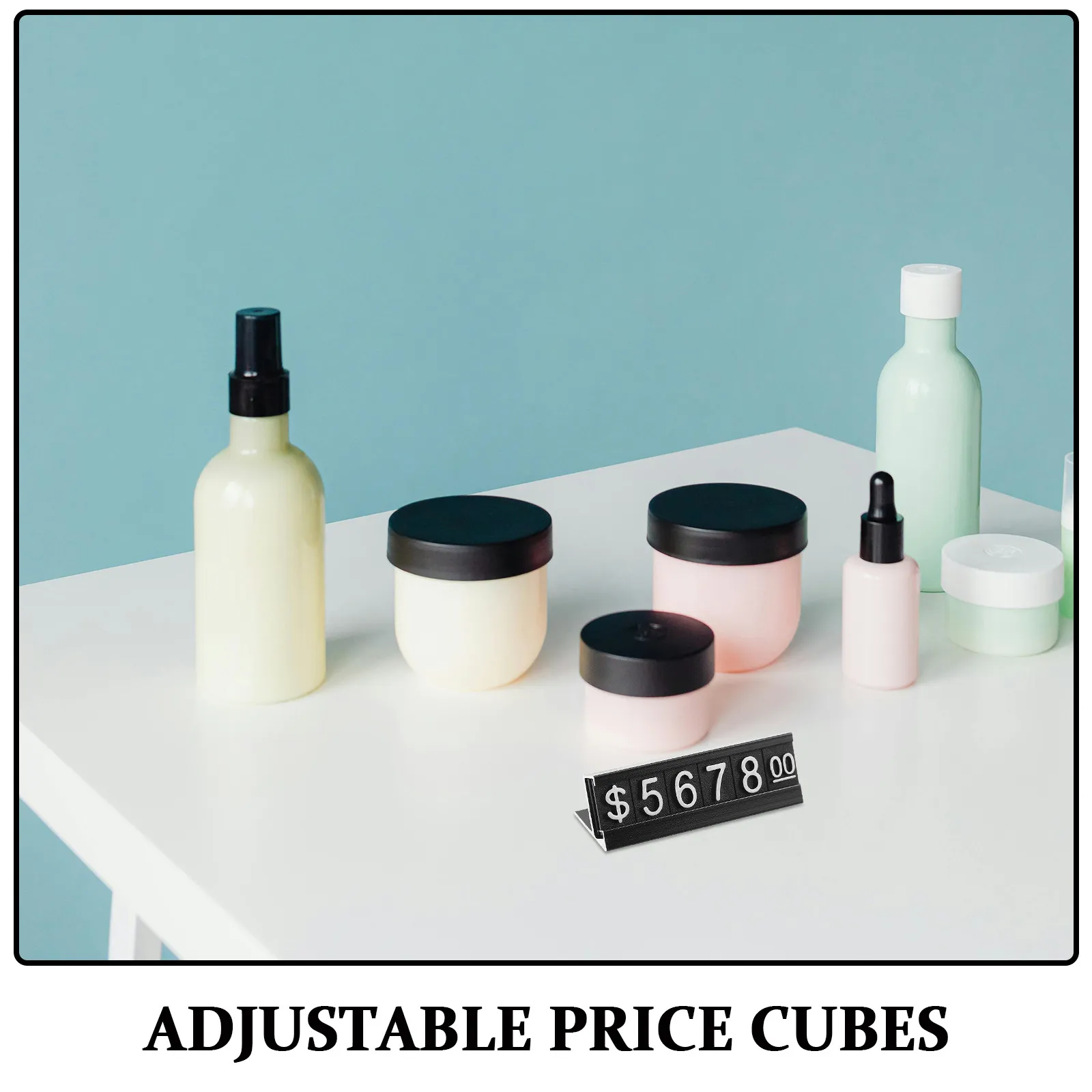 16Sets Jewelry Price Tag Cube Adjustable Display Kit Number Letter Blocks Retail Counter Price Signs Matte Finish Anti-Glare