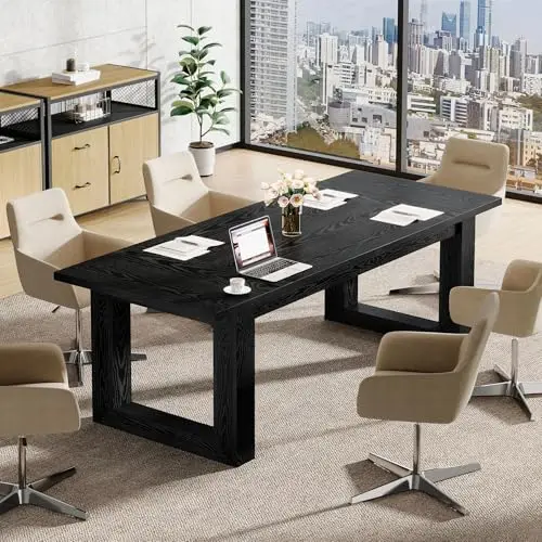 Conference Table, Modern Meeting Table, 5 ft Wood Conference Room Table, Large Rectangular Business Furniture Seminar
