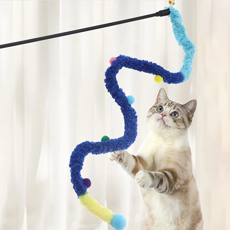 Cat Interactive Toy Coarse Wool Cat Teaser Cat Teaser Funny   Colorful Rod Hairball Teaser Wand Pet Supplies