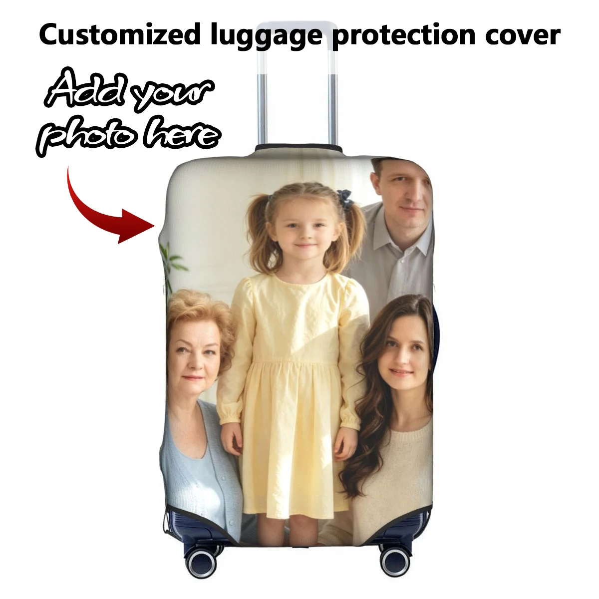 Custom Personalized Luggage Cover 18-32 Inch Custom Travel Suitcase Protector Add Your Photo Text Design Elastic Luggage Covers
