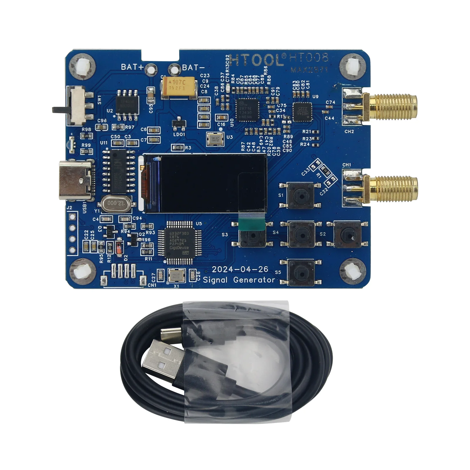 HT008 23.5-6000MHz Signal Generator MAX2871 Chip Serial Port Control r f Signal Source Sinewave Signal