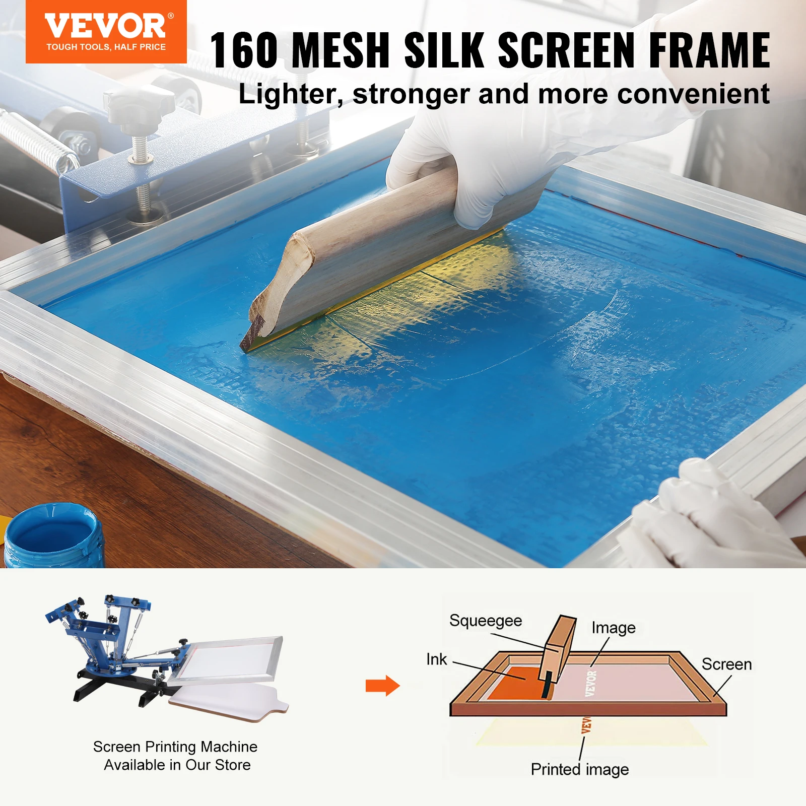 VEVOR Screen Printing Kit Aluminum Silk Screen Printing Frames 20x24inch Silk Screen Printing Frame for T-shirts DIY Printing