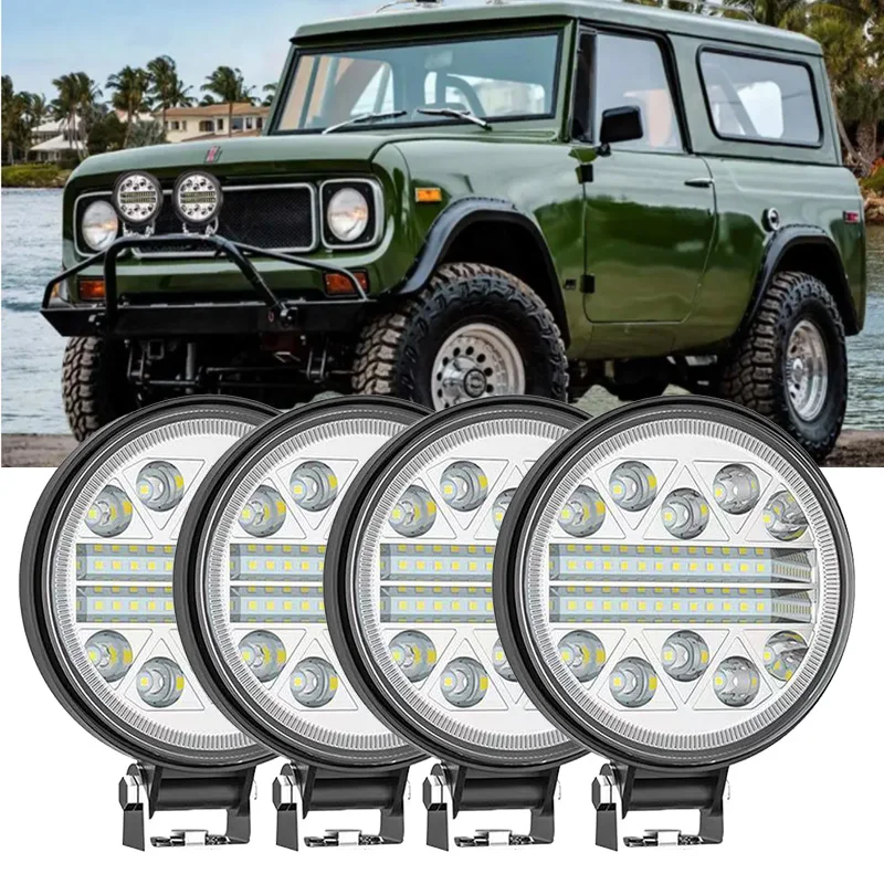 

4" Square LED Light Bar Combo LED Light IP68 Waterproof Auxbeam Off Road Lights with DRL for Jeep Truck SUV ATV Auxiliary Lamp