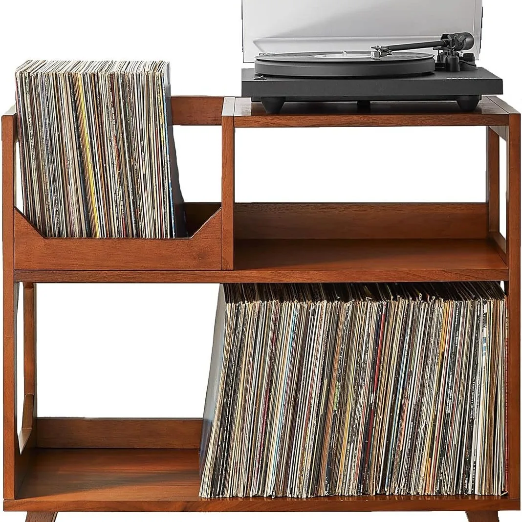 Cross-border solid wood Nordic vinyl record player cabinet solid wood storage rack living room magazine cabinet household combin