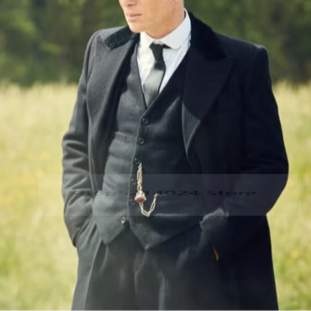 

Mens Winter Groom Wear Wedding Dress Business Suit Party Suit Herringbone Tweed+TR 3Piece (Overcoat+Pant+Vest)