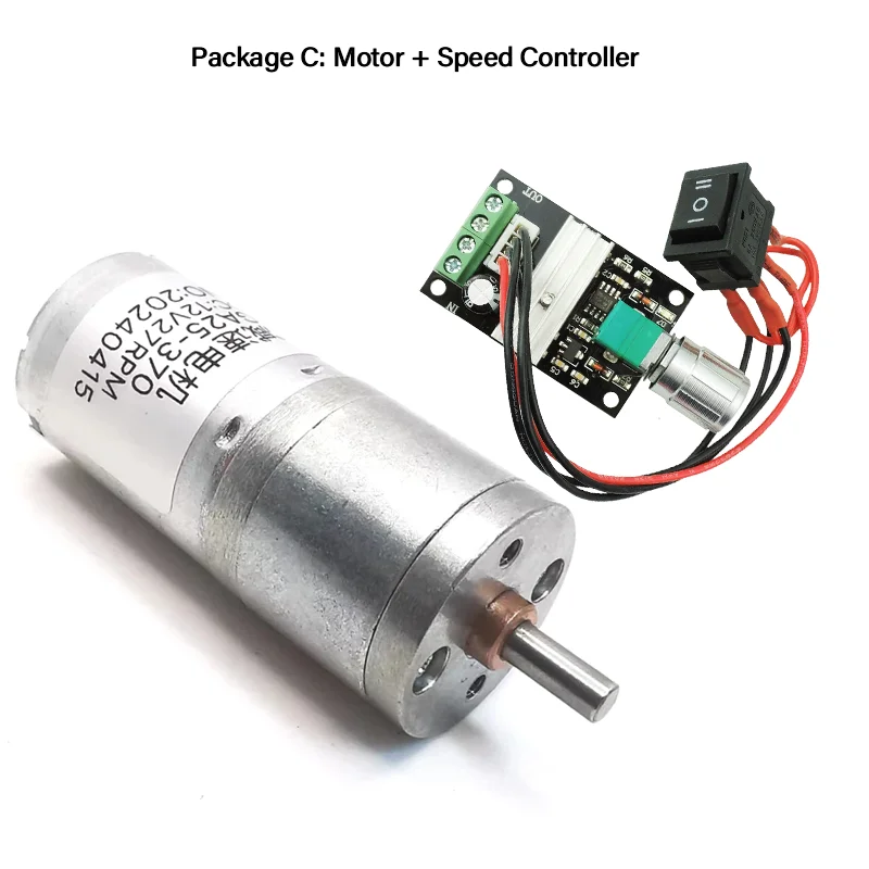 

JGA25-370 Червячный мотор-редуктор постоянного тока 12 В 24 В 12 об/мин-1360 об/мин Редукторный двигатель с большим крутящим моментом Высокая мощность Реверсивный двигатель