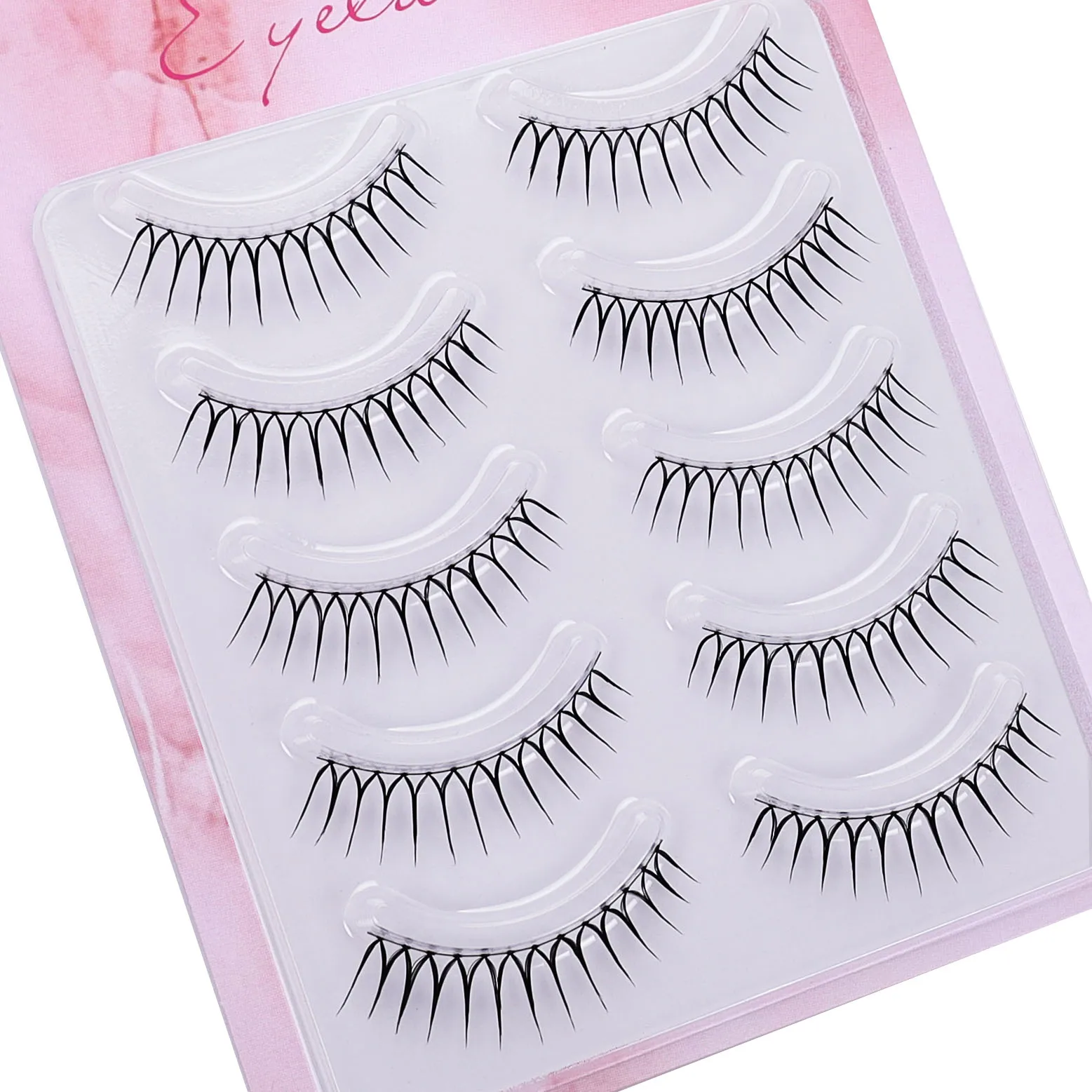 W6 + رموش صناعية لمجموعة الفتيات التشفير الأسود! مجموعة Love Bean Girl على الكاميرا مع رموش على الطراز الكوري بأكملها على شكل حرف U