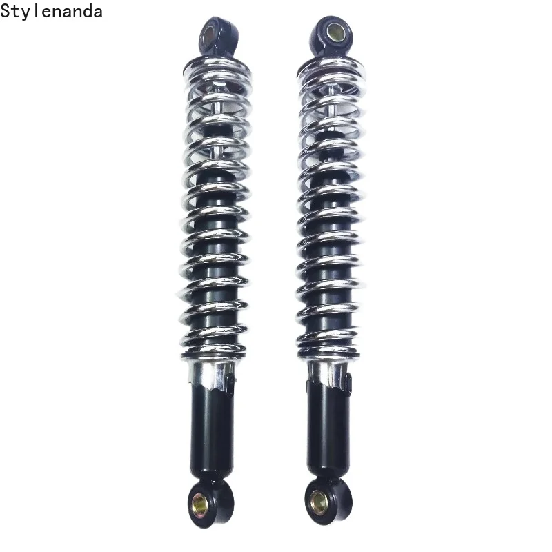 One Pair 8mm Spring 340mm 345mm 350mm Silver Chrome Motorcycle Shock Absorber Rear Suspension for Honda Yamaha Suzuki Kawasaki