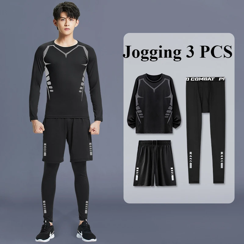 Summer Men's Tracksuit Gym Fitness Compression Sports Suit Clothes Running Jogging Sportwear Exercise Workout Tights 2-5 Pcs/Set