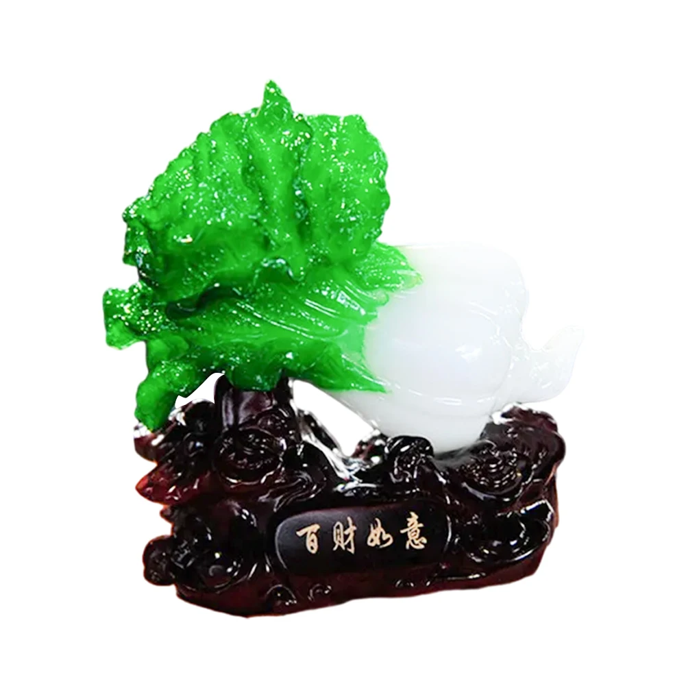 Housewarming New Home Gift Jade Cabbage Figurines Lucky Statue Ornaments for Wealth Luck Feng Shui Decor Office Home Decor