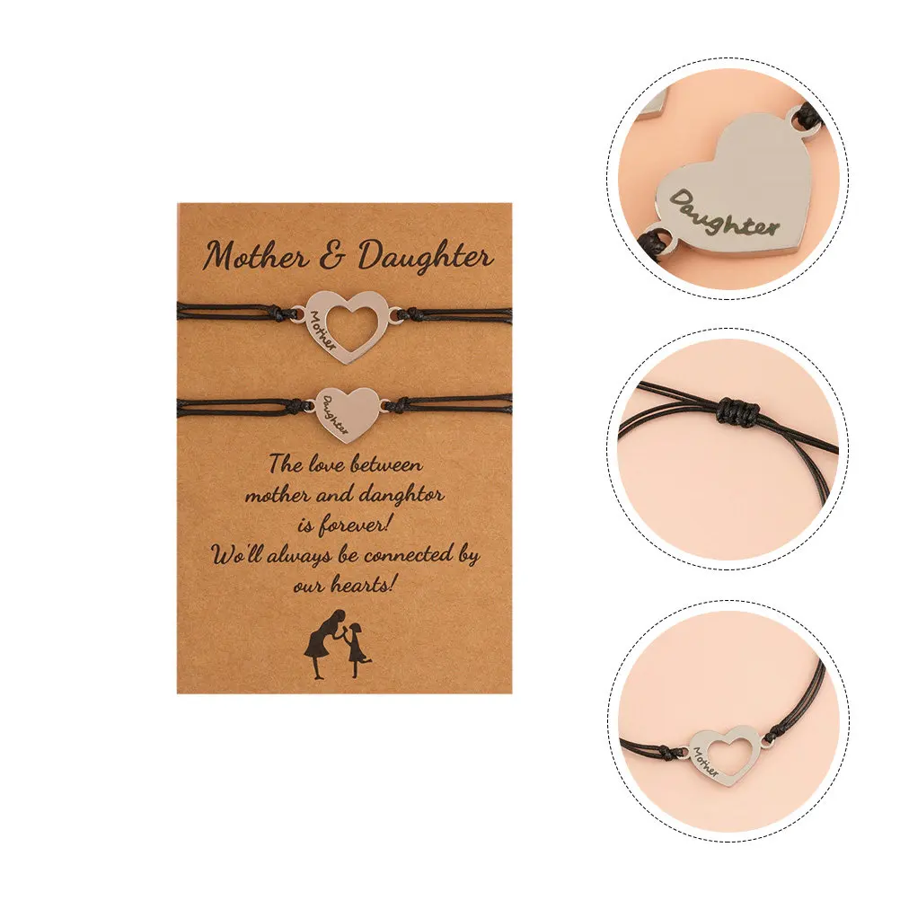 

Набор из 1 шт. вязаных браслетов с индивидуальным дизайном в виде сердца, мягкие браслеты из вощеной нити для женщин и девушек, изящный ювелирный подарок на День матери