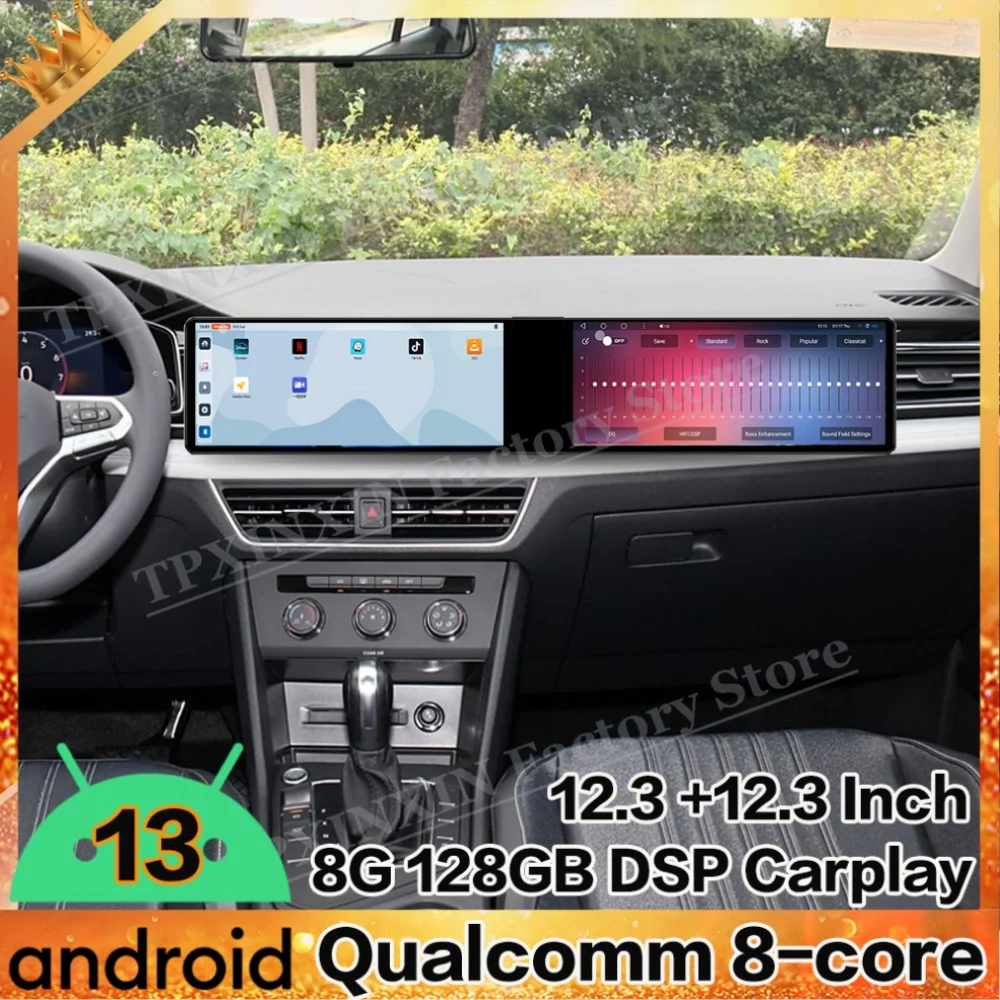 

8-ядерный двойной экран Android Auto для Volkswagen Tiguan L 2023 ~ 2025 мультимедийная GPS-навигация автомобильный радиоприемник стереоприемник головное устройство