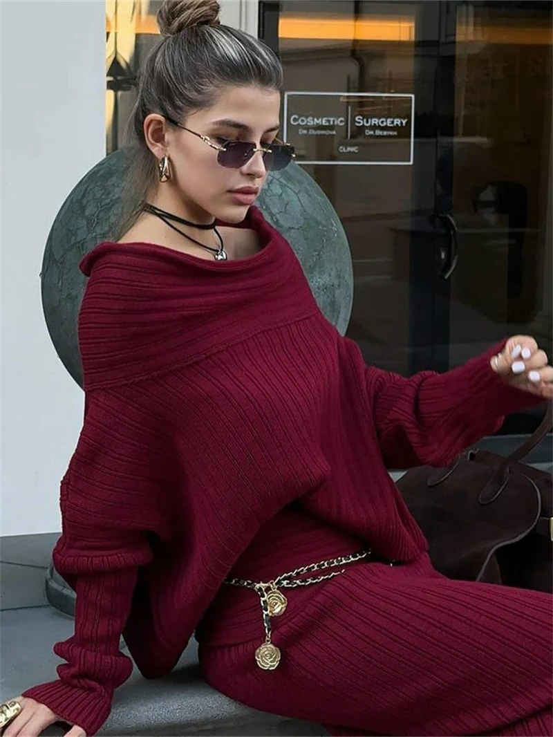Fashion Knitting 2 Piece Sets Women Outfits Autumn Clothing Women 2026 Pullover Sweater Top Long Skirt Suit Knit 2pcs Dress Sets