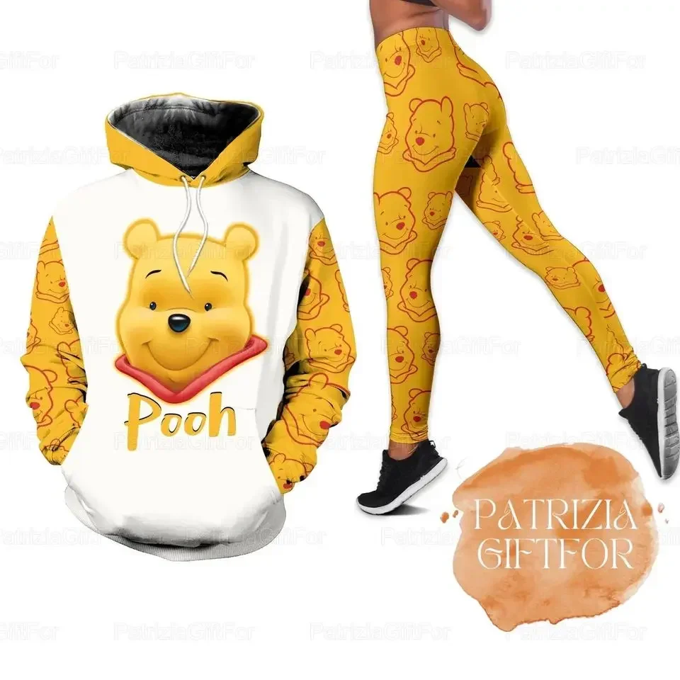 New Winnie the Pooh 3D Hoodie Women's Hoodie Yoga Pants Set Disney Yoga Leggings Sweatpants Hoodie Fashion Sports Suit