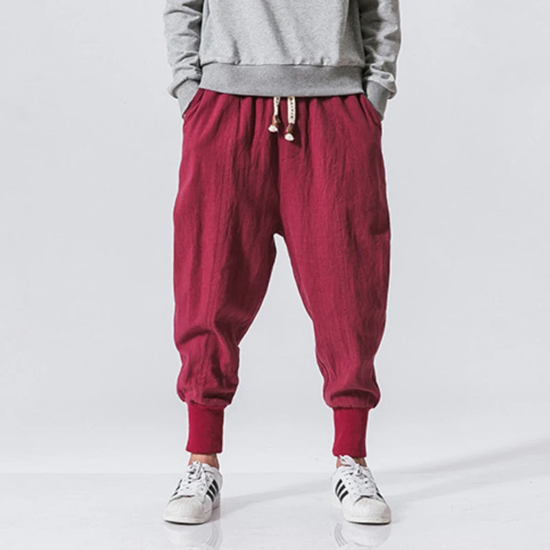 Pantalones de chándal casuales para hombre, ropa de calle de Hip Hop, pantalones Harem, Jogger de moda, negro y rojo, talla grande 5XL