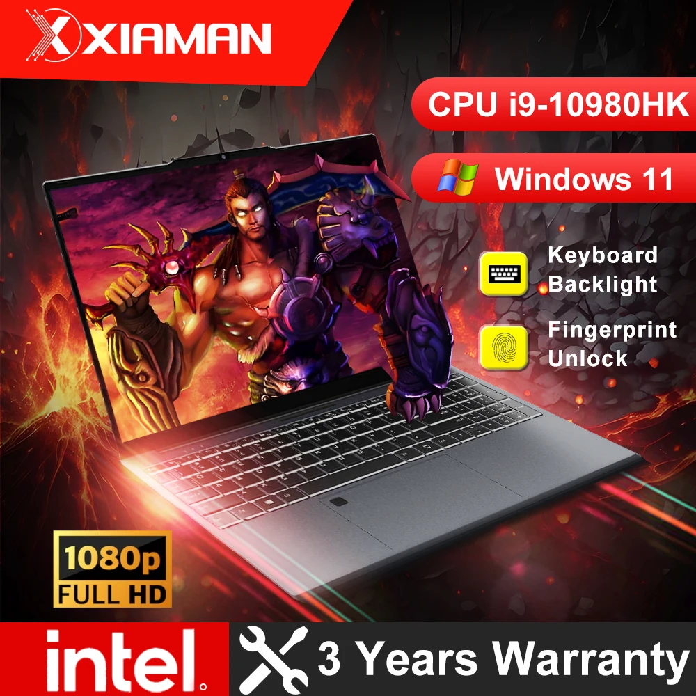 Computadora portátil para juegos de 15,6 pulgadas intel Core i9 10980HK IPS 1920*1080 Notebook PC Gamer 16GB RAM 1TB SSD Windows 11 Pro ordenador portátil