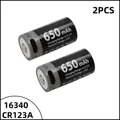 2PCS CR123A 650mAh