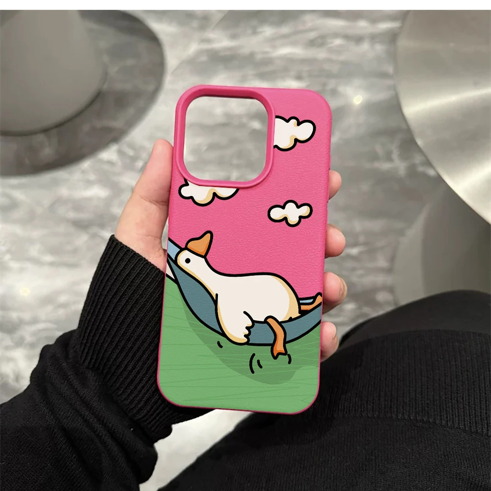 Flachliegende Weiße Enten-Handyhülle für iPhone 17 16 15 14 13 12 Pro Max 16 15 14 Plus 17 16 15 14 Pro 17Air Silikon-Matt-Cover – Detail 11