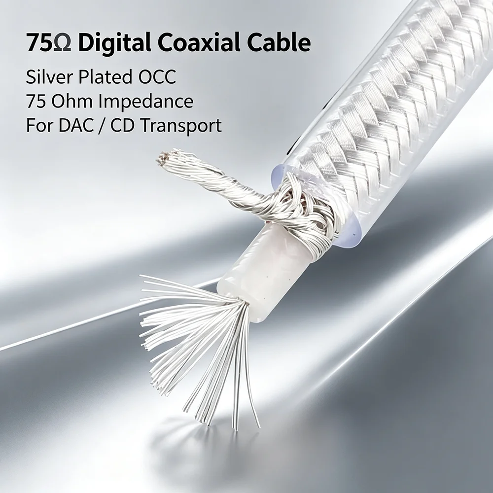 XLO HT4 HI-End OCC Silver Plated 75ohm Digital Coaxial Cable HIFI Digital Audio Video Coaxial Cable Bulk Wire DT4