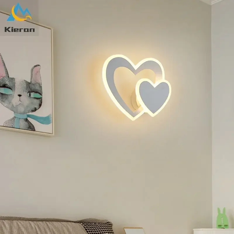 Modern Heart-shaped LED Wall Lamp Bedroom Study Restaurant KTV Hotel Bedside Wall Lights Living Room Decoration Love Wall Lamps