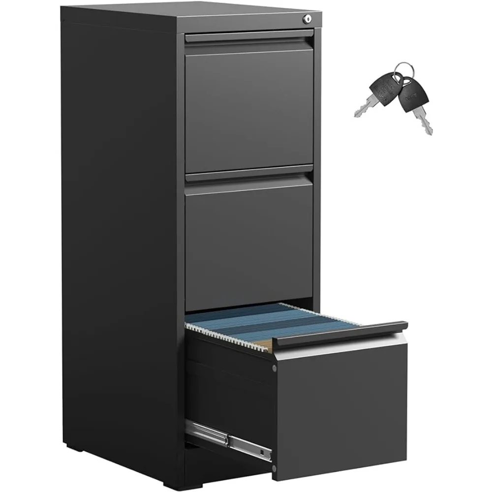 

Metal Filing Cabinets for Home Office Black Vertical File Cabinet With Lock Chest of Drawers for Things Removable Shelf Shelving