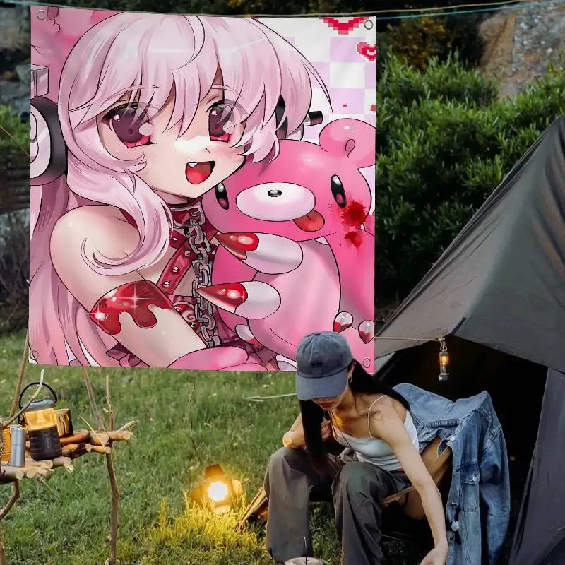 S-Super S-Sonico DIY Sticky Family Gatherings Outdoor Atmosphere Flags Camping Decorations Banners