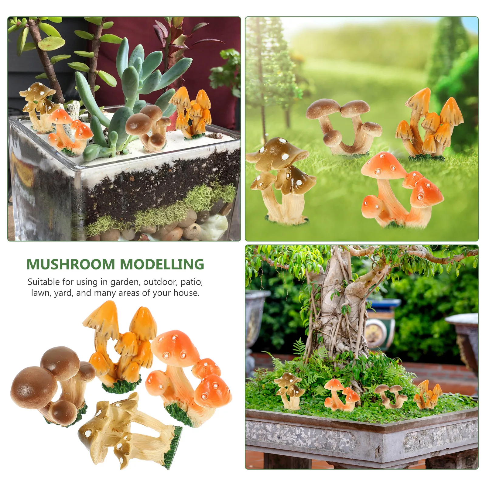 

4 Pcs Resin Miniatures h Decor Mushroom Statue for Garden Yard Home Succulent Planter L scaping nament