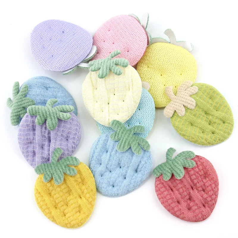 36Pcs 2.7*3cm Cute Handmade Strawberry Padded Appliques For DIY Headwear Hairpin Crafts Decoration Accessories