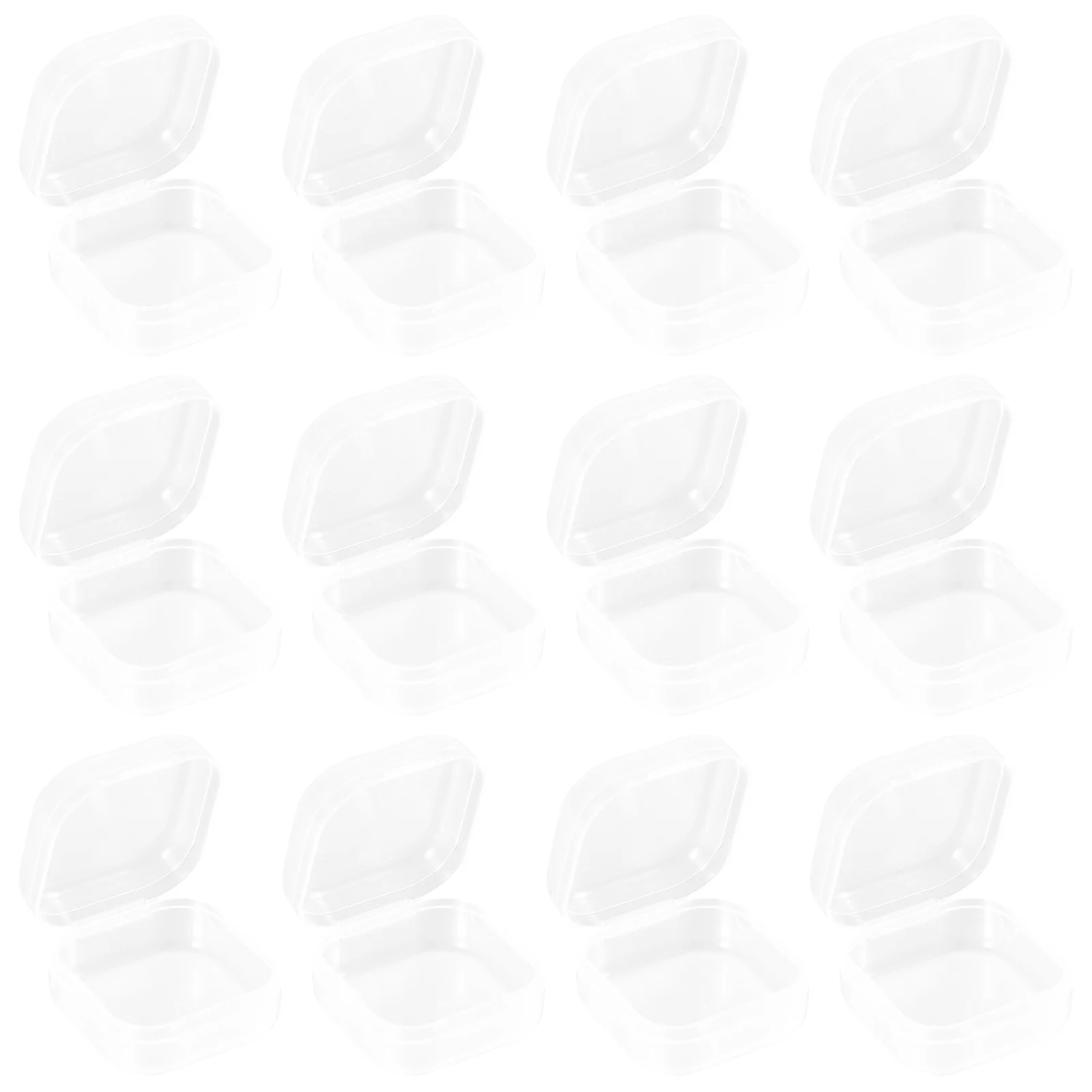 

12Pcs Plastic Clear Mini Organizer Boxes Square Storage Containers Portable Small Item Case for Craft Supplies Travel