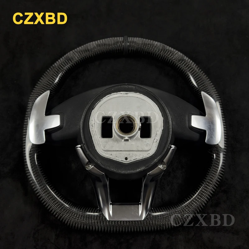 Black Marker Fit For Mercedes-Benz W205 AMG Glossy Real Carbon Fiber Steering Wheel High Quality Sport Wheel Customized