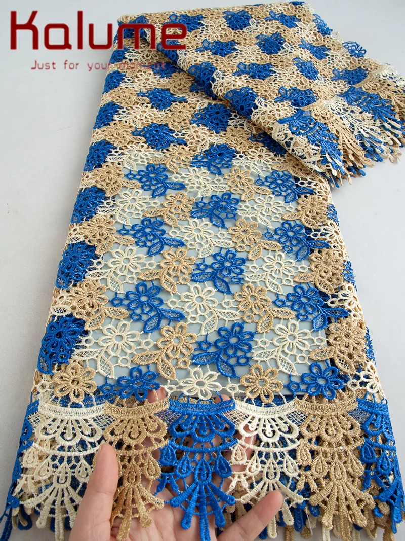 Kalume-アフリカの水溶性刺繍レース生地,ギピュールレース生地,ナイジェリアコードレース,ブライダル縫製,5ヤード,f4249