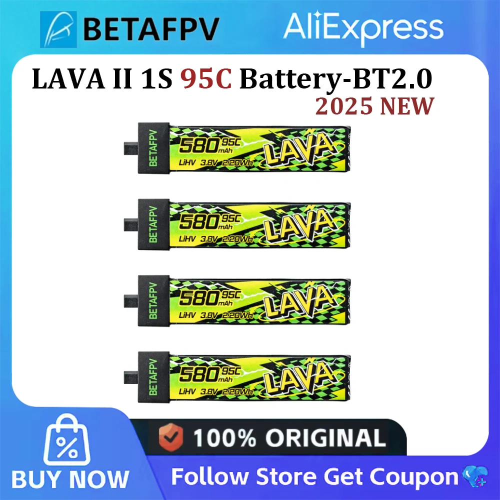 BETAFPV LAVA II 1S 95C batterie 280mAh 320mAh pour Air65, Meteor65 Pro, Cetus/ 480mAh 580mAh 680mAh pour Air75, Meteor75 Pro