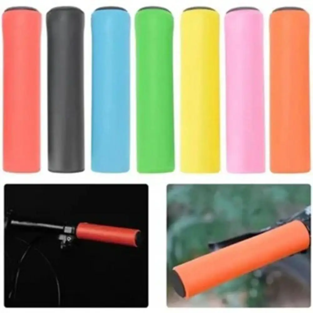 2Pcs Portable Soft Silicone Bicycle Handlebar Grips Anti-slip Strong Support Grips Road Bike Sponge Grips Cover Bicycle Grips