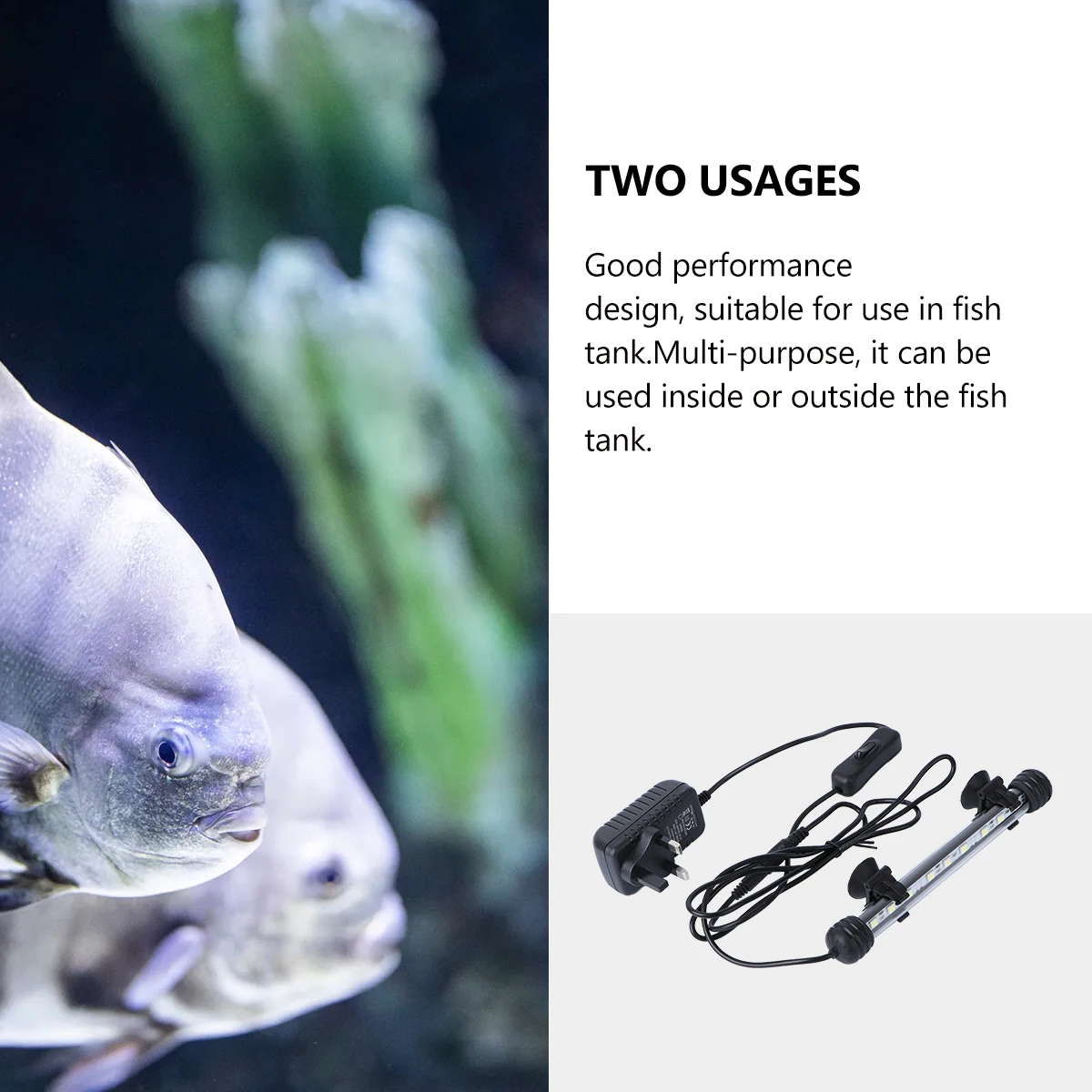 

1pc Led Aquarium Light 19Cm White Uk Plug Full High Brightness Waterproof Fish Tank Lamp Acrylic Tube Dual Suckers