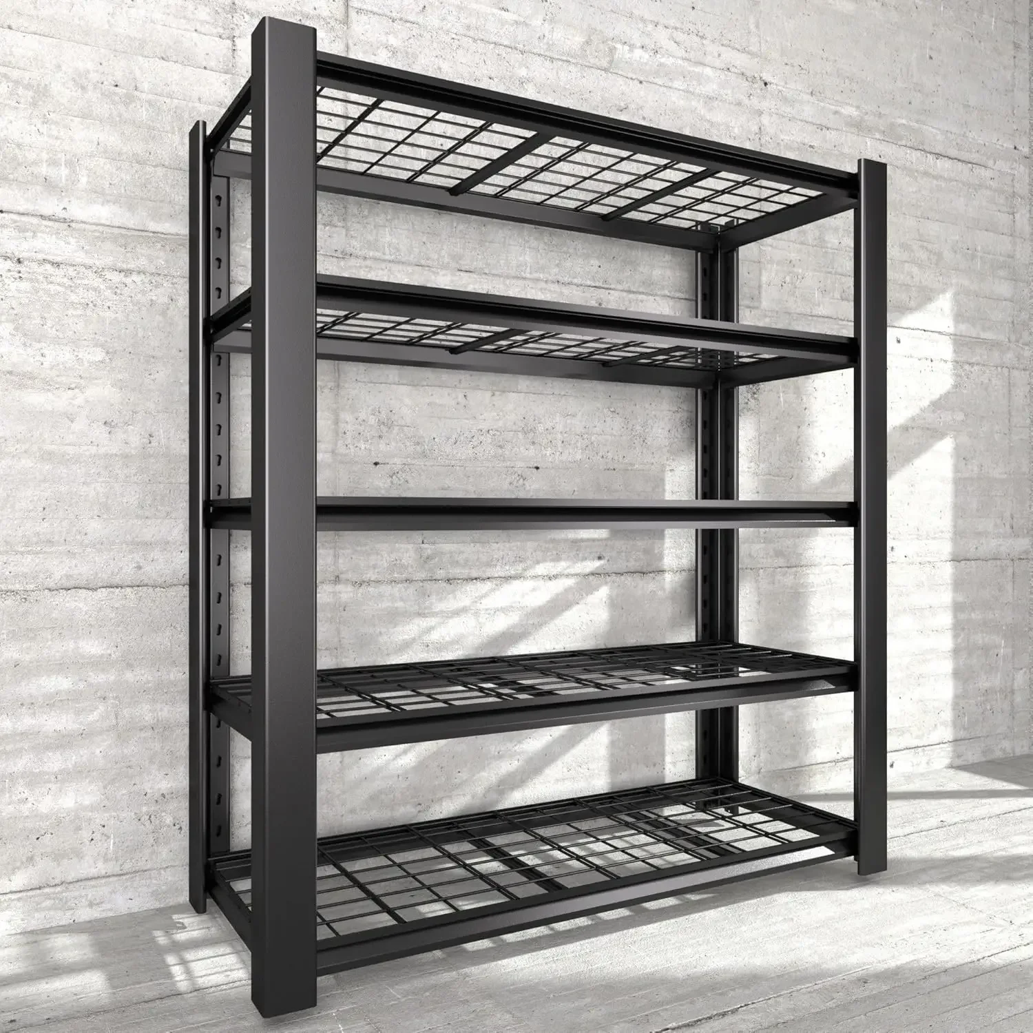 

Heavy Duty Garage Shelving Unit with Wire Grid Shelves, Industrial Garage Storage Shelf,76.6" H x 60" W x 24" D, 5-Tier Adjustab