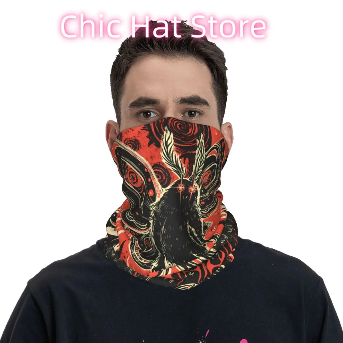 قناع وجه للرقبة من Mothman Moth Man مصنوع من البوليستر