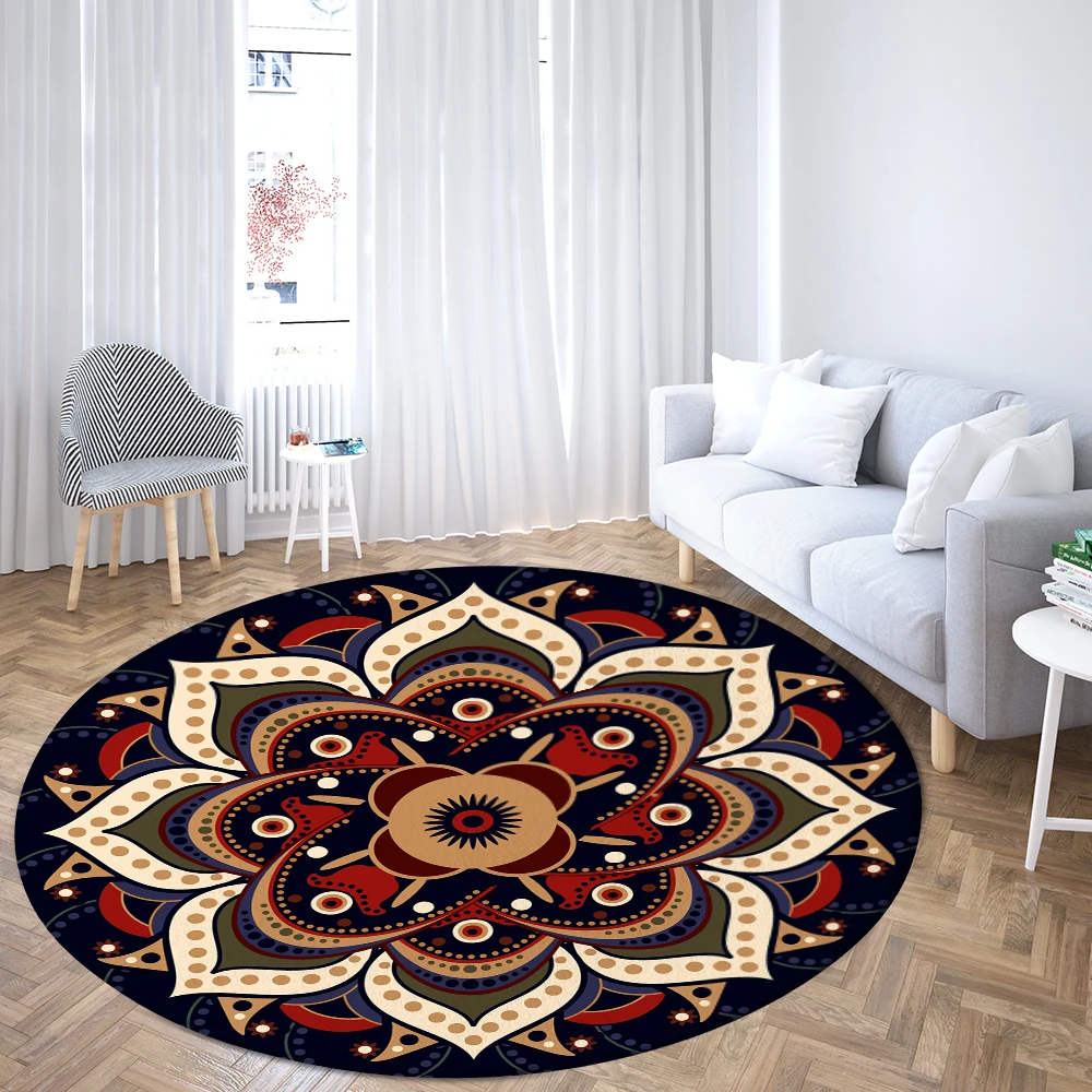 Family Living Room Bedroom Bathroom Floor MATS Printed decorative carpet Psychedelic Mandala round Sofa Home decor