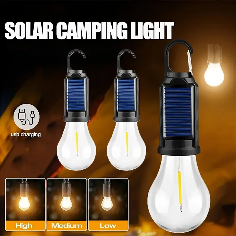 

1/2/3 Solar Camping Lights with LED USB Charging Portable Lanterns Suitable for Hiking Fishing and Festivals