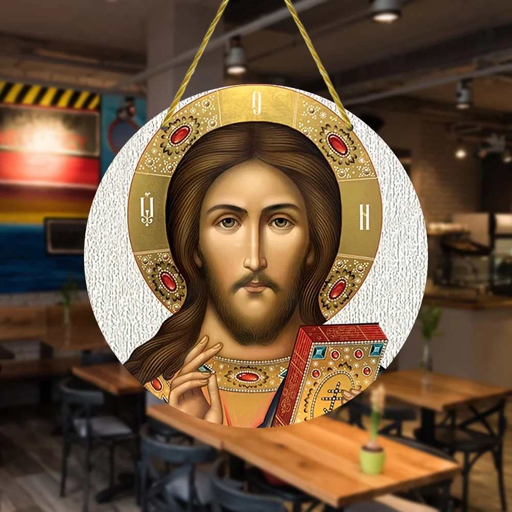 

Round Acrylic Sign,Greek Christian Orthodox Mount Athos Icon Of Man Christ Decorate Round Acrylic,Holiday Gifts,Porch,Home Decor